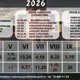 Harmonogram Zwiedzań Nocnych w sezonie turystycznym 2026