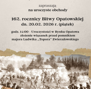 Zaproszenie na obchody 162. rocznicy Bitwy Opatowskiej