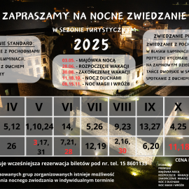 NOCNE ZWIEDZANIE ZAMKU KRZYŻTOPÓR w UJEŹDZIE  w sezonie turystycznym 2025