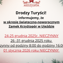 Godziny otwarcia Zamku Krzyżtopór w Ujeździe w okresie świątecznym