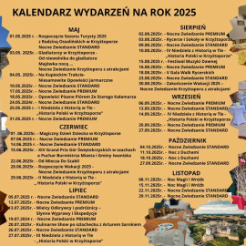 Zamek Krzyżtopór - Kalendarz Wydarzeń na rok 2025