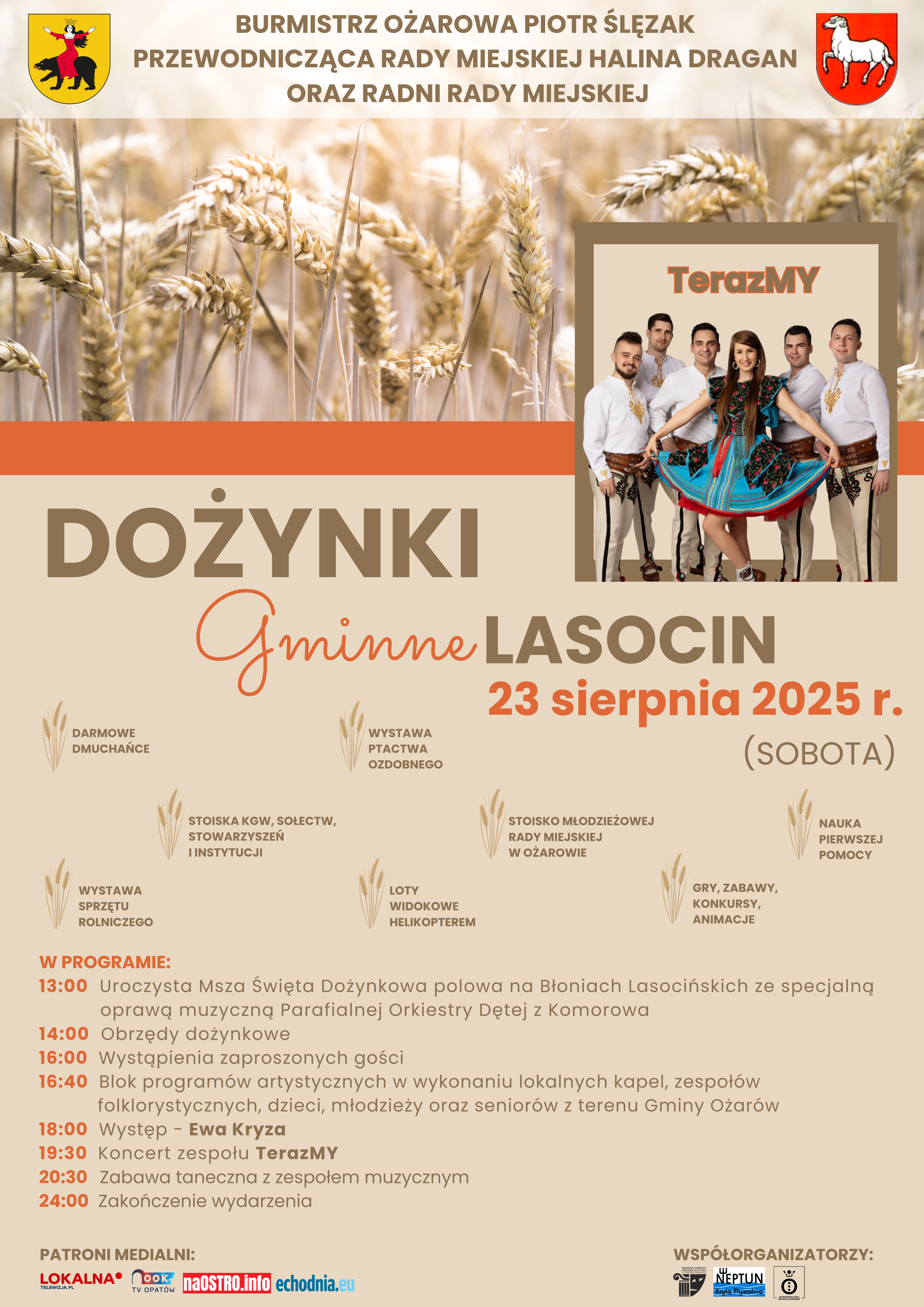 Plakat  Zaproszenie na Dożynki Gminne w Lasocinie 2025...