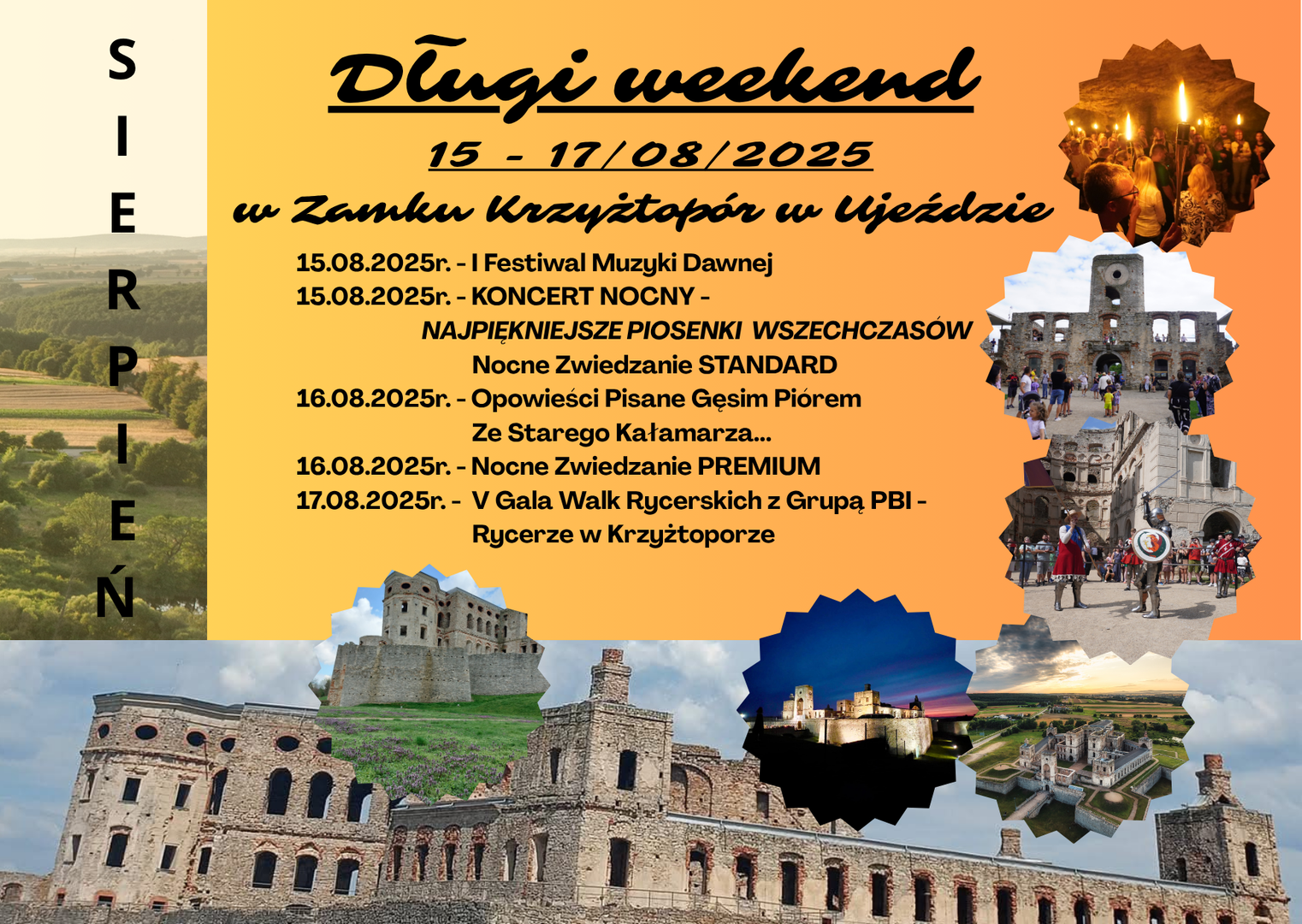 Plakat zaproszenie na długi weekend na Zamku Krzyżtopór