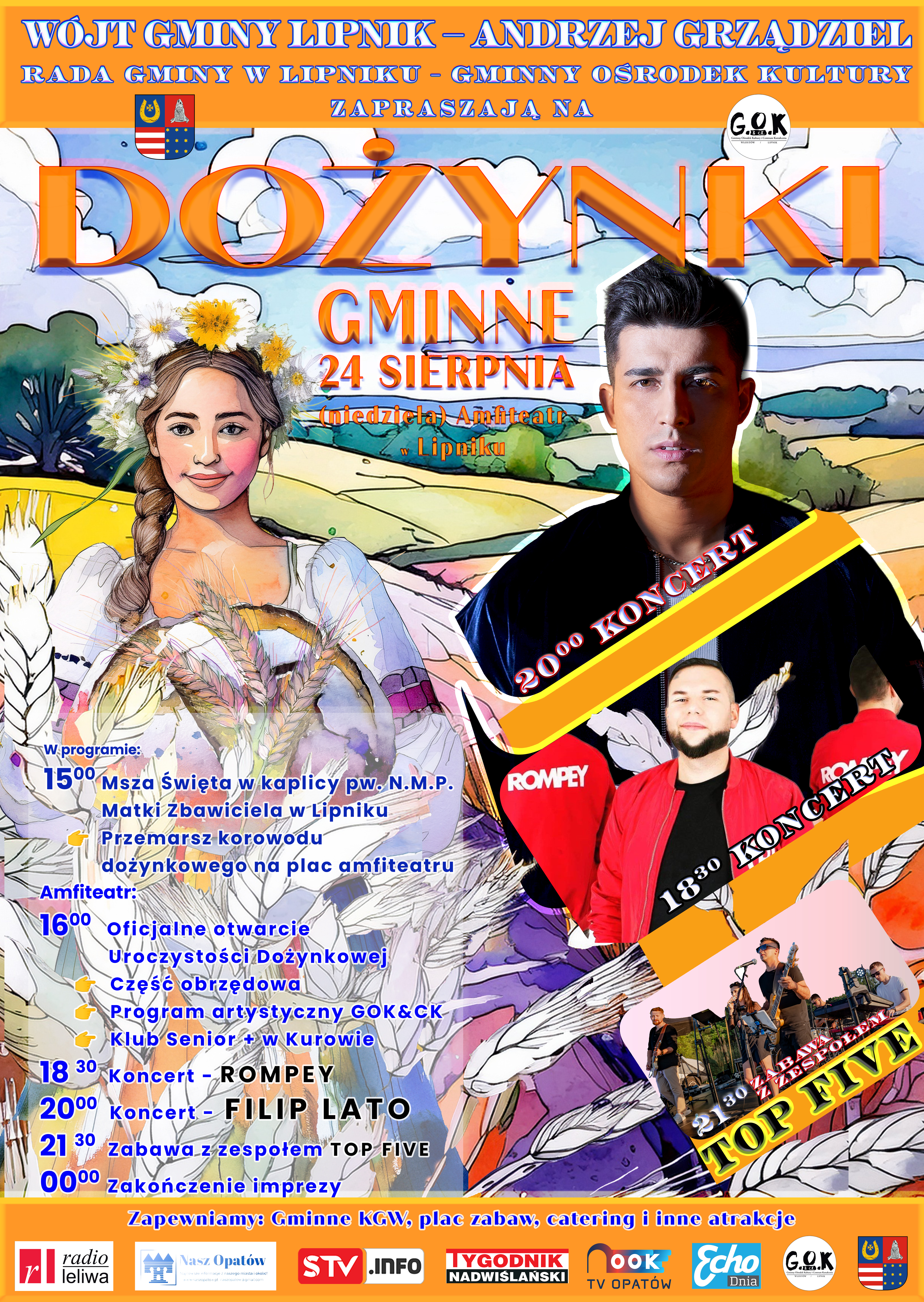 Plakat zaproszenie Dożynki Gminne w Lipniku