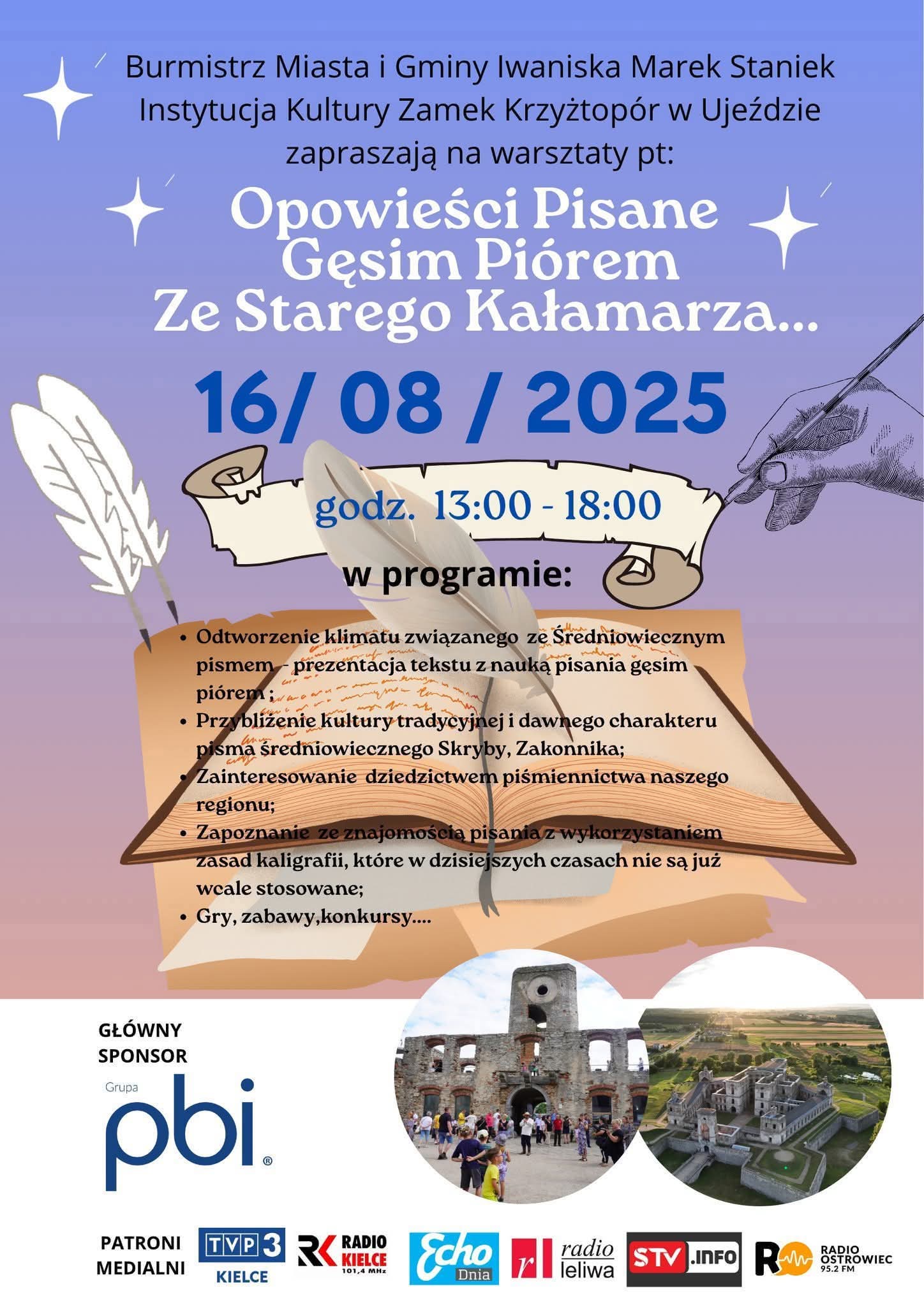 Plakat zaproszenie Opowieści Pisane Gęsim Piórem - Zamek Krzyżtopór